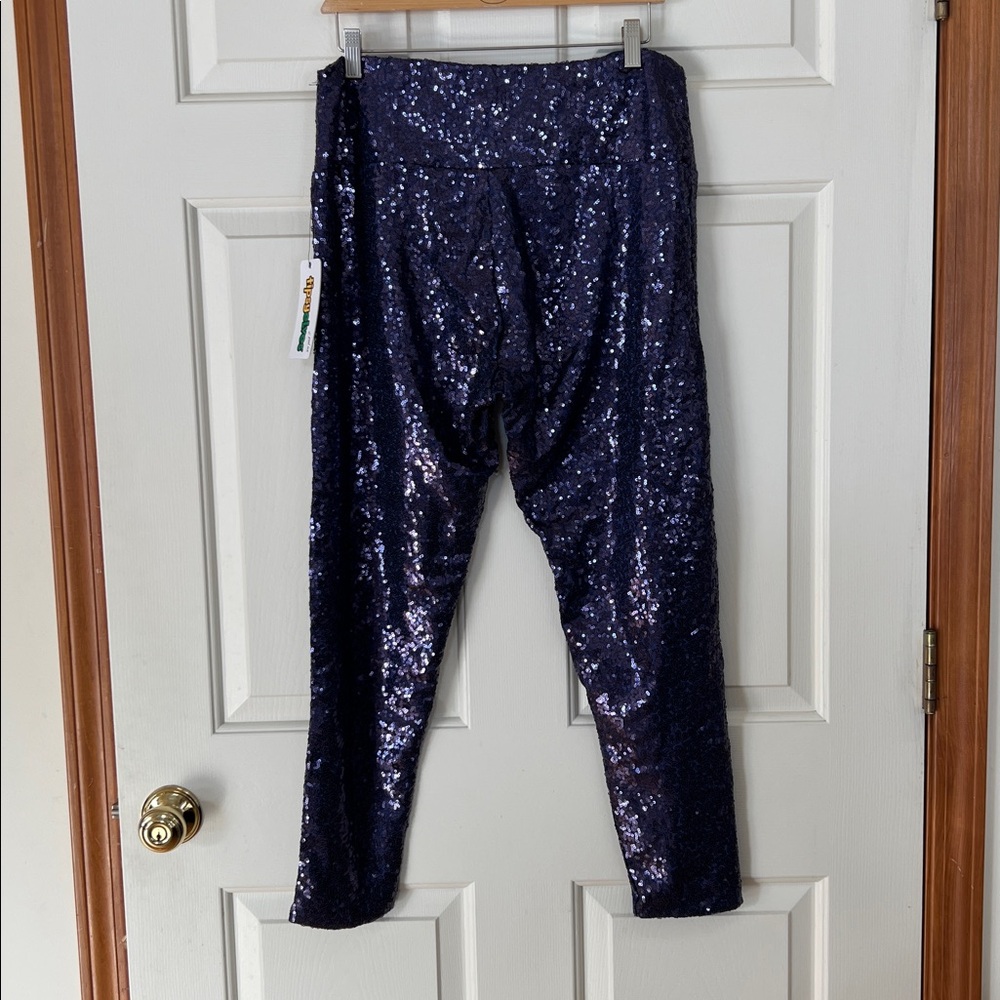 Tipsy Elves Blue Sequin High Waisted Leggings XL - Picture 4 of 8